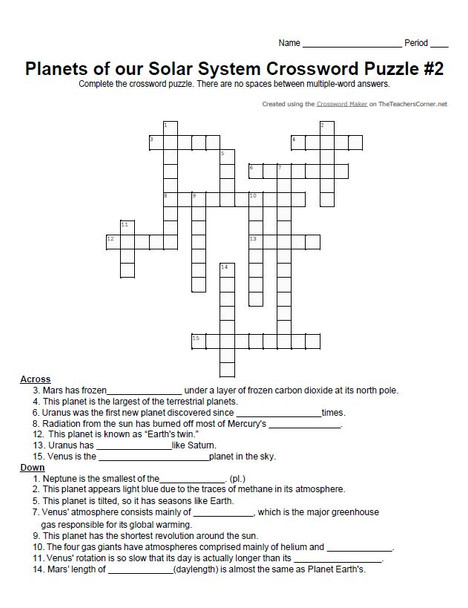Planets of our Solar System Crossword Puzzle Set