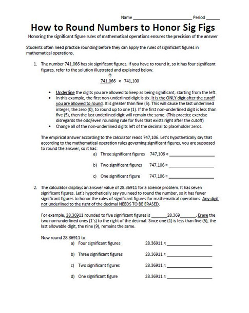 Significant Figures Essentials and Rounding Activity Bundle