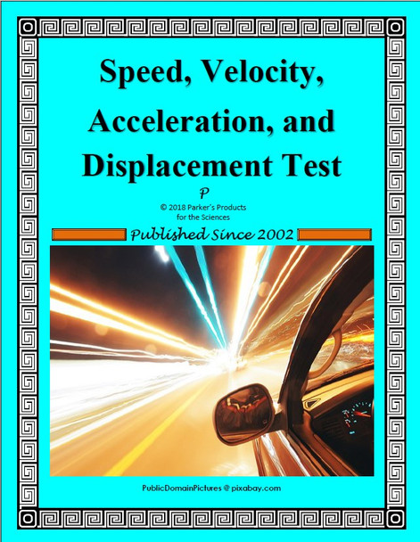 Speed, Velocity, Acceleration, and Displacement Test Set with a Key