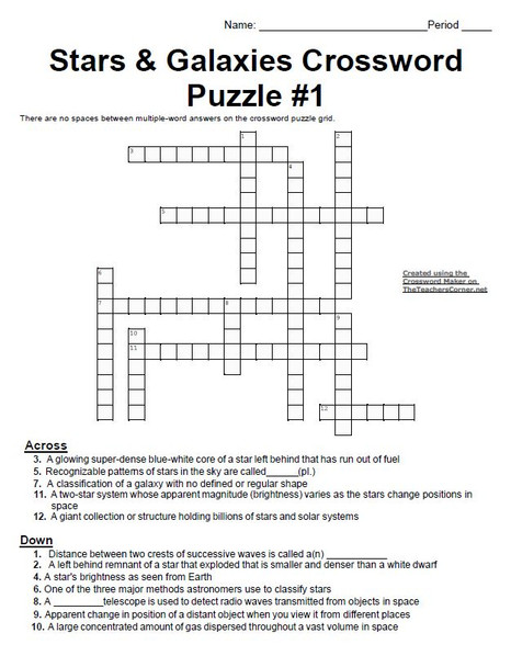 Stars and Galaxies Crossword Puzzle Series