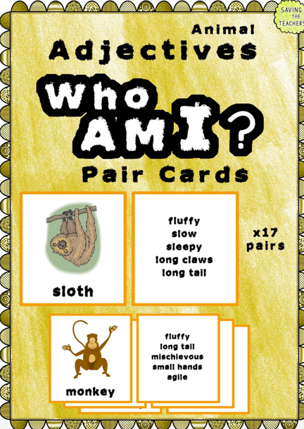 Adjective Pair Cards - Who Am I Game
