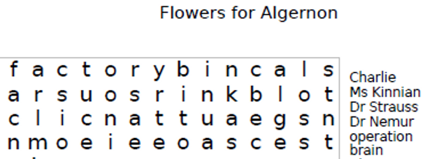 Flowers for Algernon- Word Search