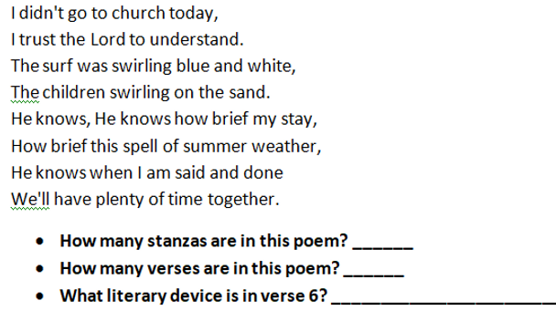 Poetry- Analyzing Poems for Literary Devices