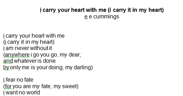  Poetry- I Carry Your Heart With Me Analysis 