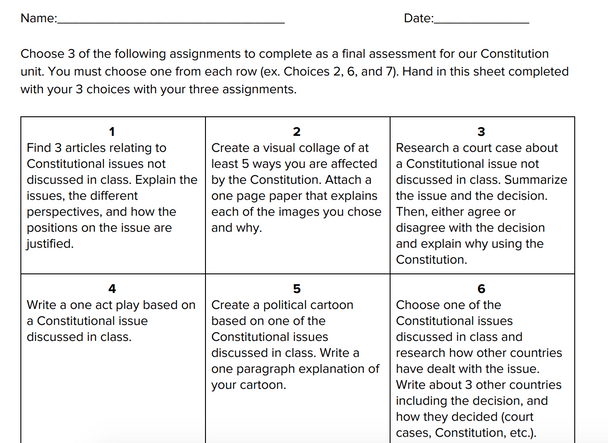 Constitution Choiceboard