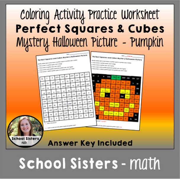 Perfect Squares and Cubes Mystery Picture - Pumpkin