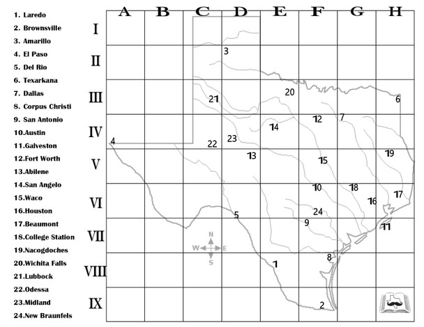 Texas Grid Map and Task Cards