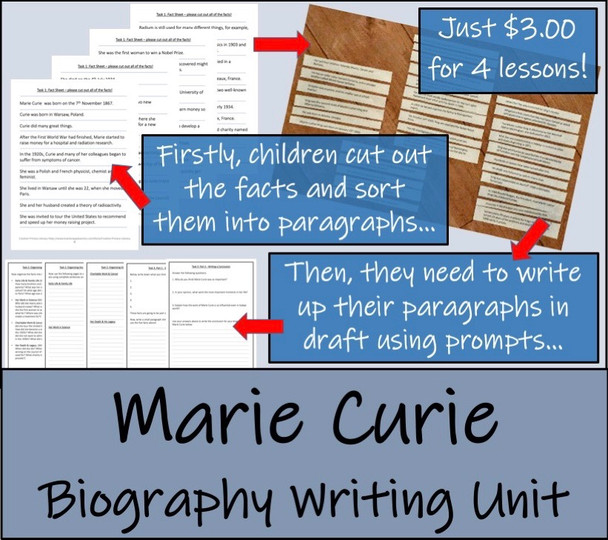 Marie Curie - 5th & 6th Grade Biography Writing Activity