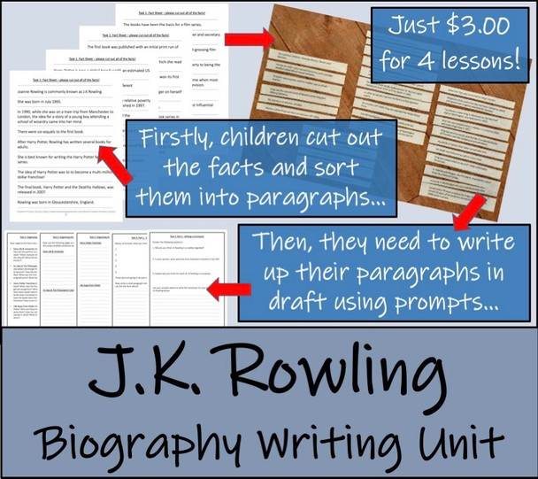 J.K. Rowling - 5th & 6th Grade Biography Writing Activity