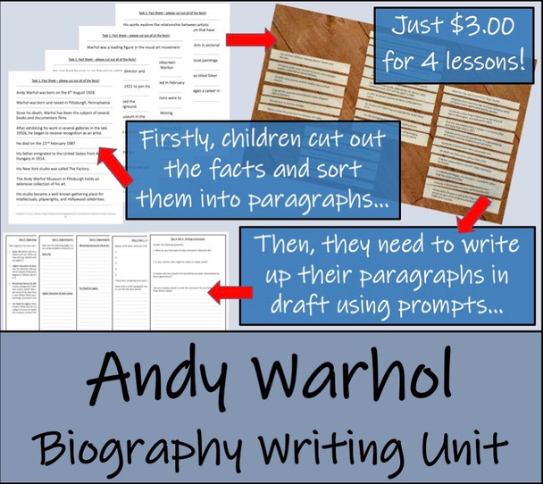 Andy Warhol - 5th & 6th Grade Biography Writing Activity