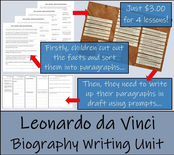 Leonardo da Vinci - 5th & 6th Grade Biography Writing Activity