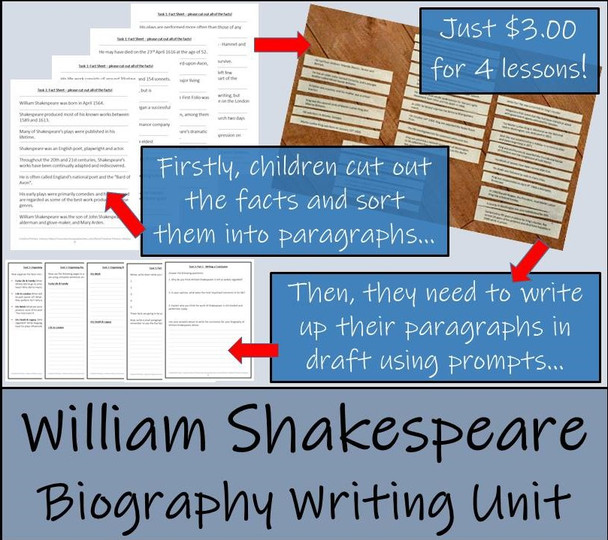 William Shakespeare - 5th & 6th Grade Biography Writing Activity