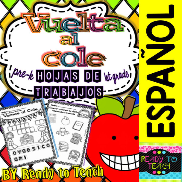 Spanish No Prep Printables - Back to School - Maths and Language - K/1st