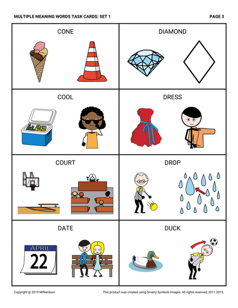 Multiple Meaning Words Task Cards - Set 1