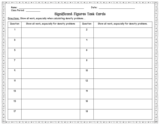 Significant Figures Task Cards: Chemistry or Physics