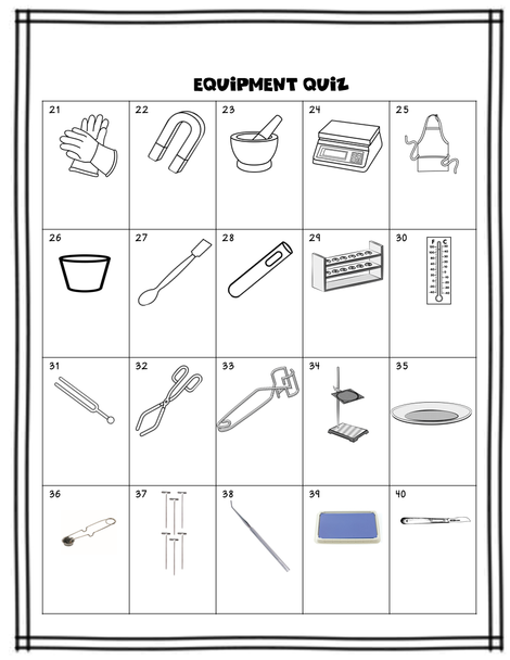 Lab Equipment Quizzes: 4 versions and differentiation
