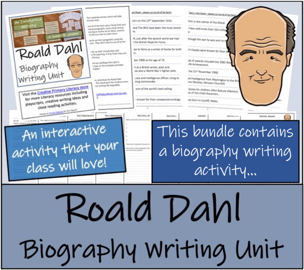 Roald Dahl - 5th & 6th Grade Close Read & Biography Writing Bundle