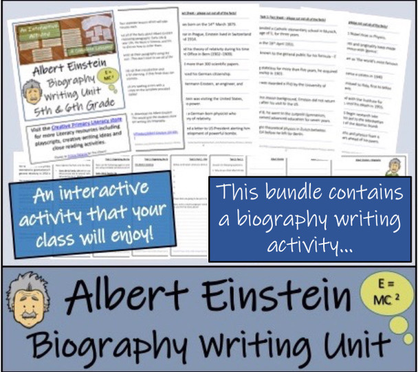 Albert Einstein - 5th & 6th Grade Close Read & Biography Writing Bundle