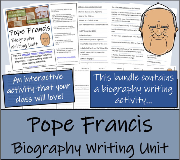 Pope Francis - 5th & 6th Grade Close Read & Biography Writing Bundle