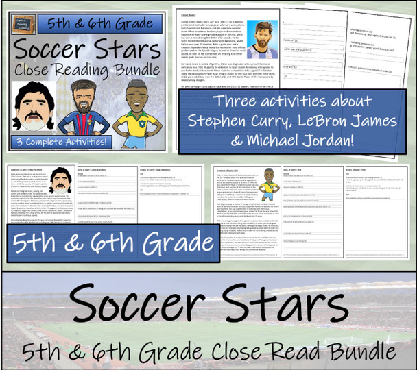 Greatest Soccer Players Close Reading Activity Bundle 5th Grade & 6th Grade