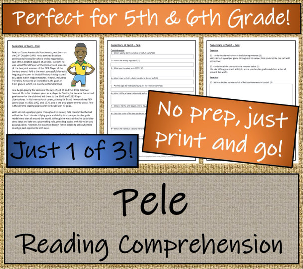 Greatest Soccer Players Close Reading Activity Bundle 5th Grade & 6th Grade