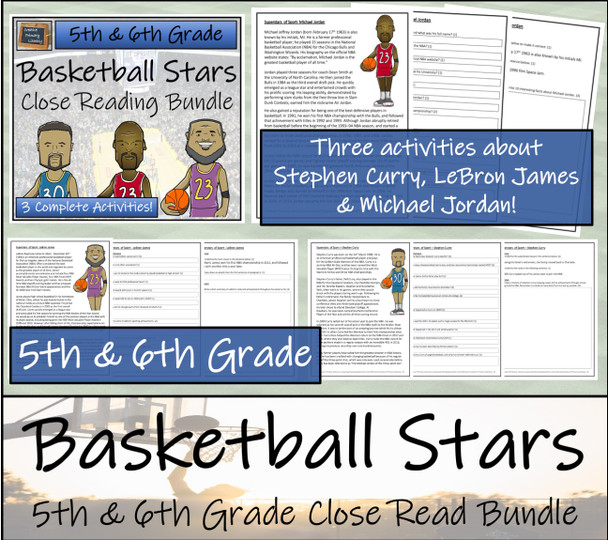 Greatest Basketball Players Close Reading Activity Bundle 5th Grade & 6th Grade