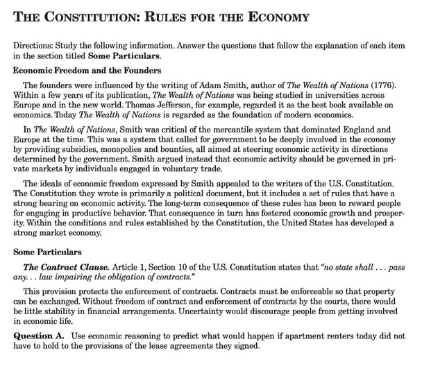 Economics/ American Government - the Constitution and the Economy