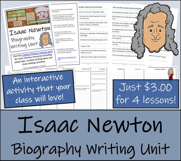 Isaac Newton - 5th & 6th Grade Biography Writing Activity