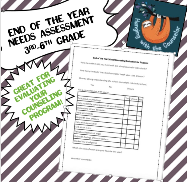 3rd-6th grade Counseling Evaluation for Students (End of the Year)