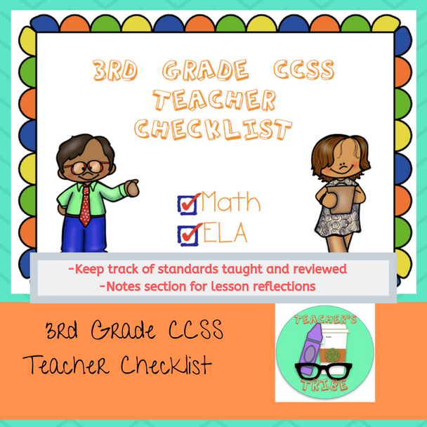 CCSS 3rd Grade Standards Teacher Checklist