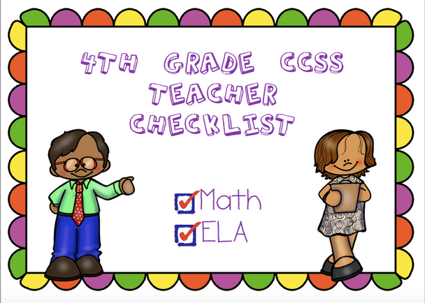 CCSS 4th Grade Standards Teacher Checklist