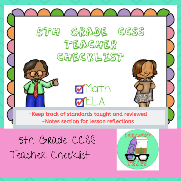 CCSS 5th Grade Standards Teacher Checklist