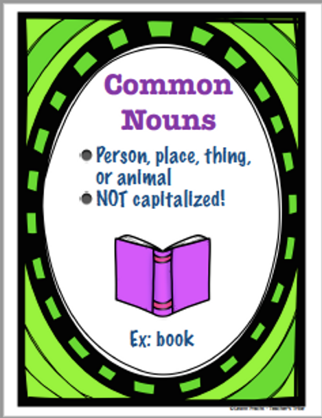 Common, Proper and Possessive Nouns Center