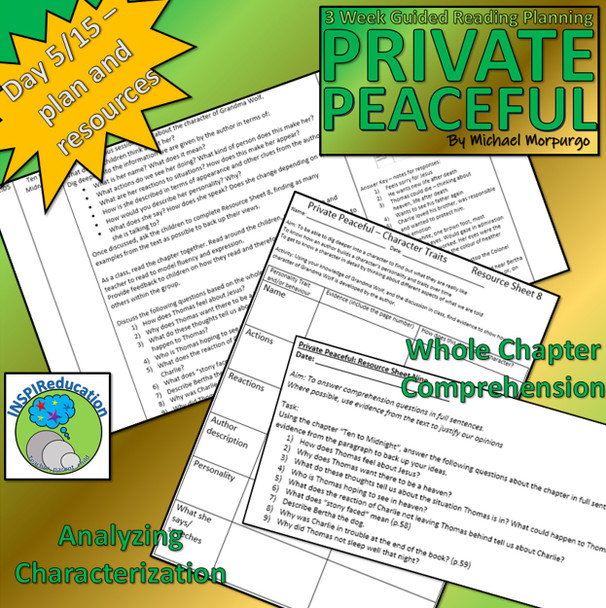 Private Peaceful - Michael Morpurgo: Guided Reading 15 lesson plans and Resources