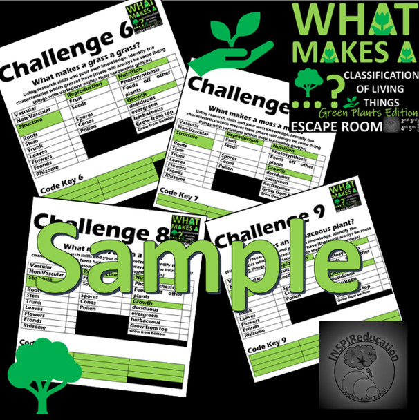 ESCAPE ROOM: Science - Classification of Green Plants