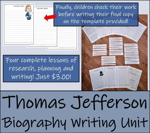 Thomas Jefferson - 5th & 6th Grade Biography Writing Activity