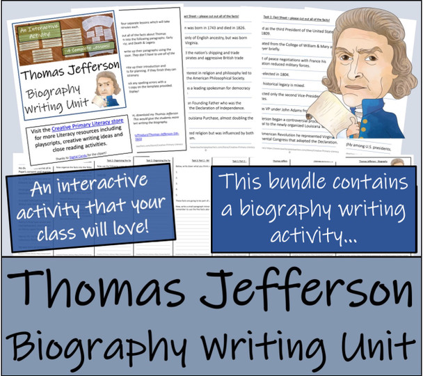 Thomas Jefferson - 5th & 6th Grade Close Read & Biography Writing Bundle