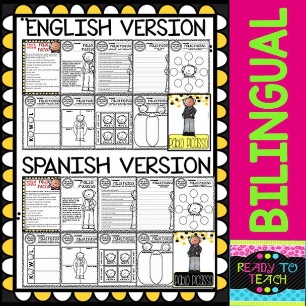 Hispanic Heritage Month - Pablo Picasso - Worksheets and Readings (Bilingual)