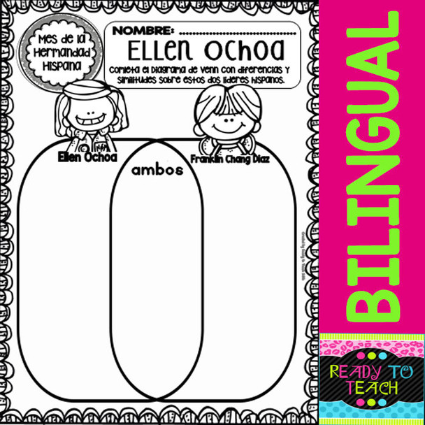 Hispanic Heritage Month - Ellen Ochoa - Worksheets and Readings (Bilingual)