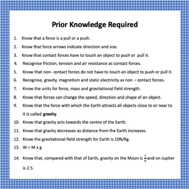 Forces, Weight and Mass Find the Pair Game for Middle School Science