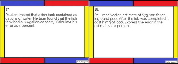 Percent Change and Error - 20 Word Problems - GOOGLE Slides