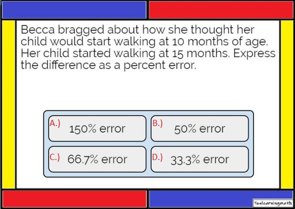 Calculating Percent of Change and Percent Error - Google Forms Quiz (25 Problems)