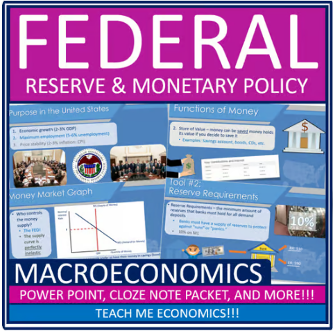 Federal Reserve Banking, Money, PowerPoint, Guided Note Packet Economics