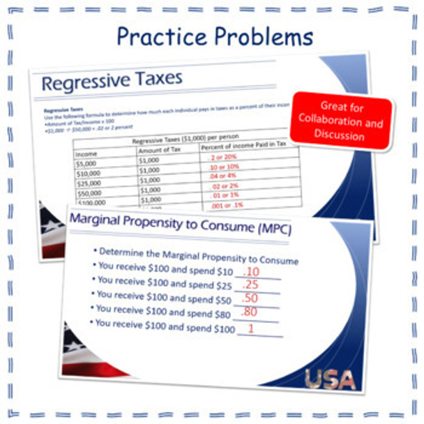 Taxes & Government Spending Fiscal Policy Power Point & Note Packet Economics