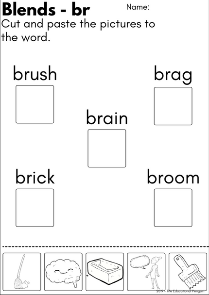 Blends Worksheet - BL, BR, CL, CR