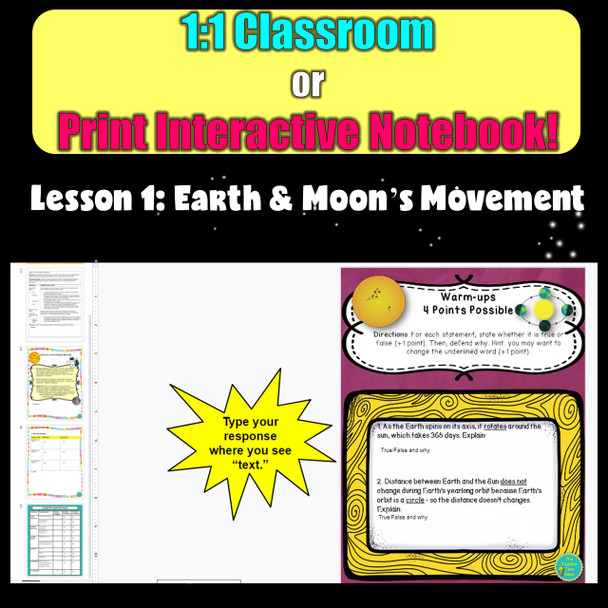 Earth Sun and Moon Space Unit Digital Notebook Bundle