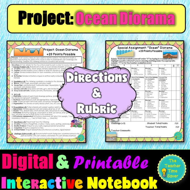 OCEANOGRAPHY INTERACTIVE NOTEBOOK BUNDLE- PRINTABLE & DIGITAL (Google Apps)