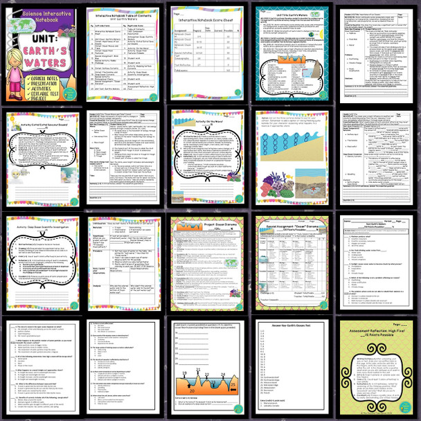 OCEANOGRAPHY INTERACTIVE NOTEBOOK BUNDLE- PRINTABLE & DIGITAL (Google Apps)