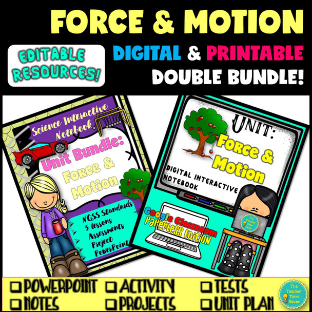 Force and Motion Notebook, Science Printable and Digital Bundle