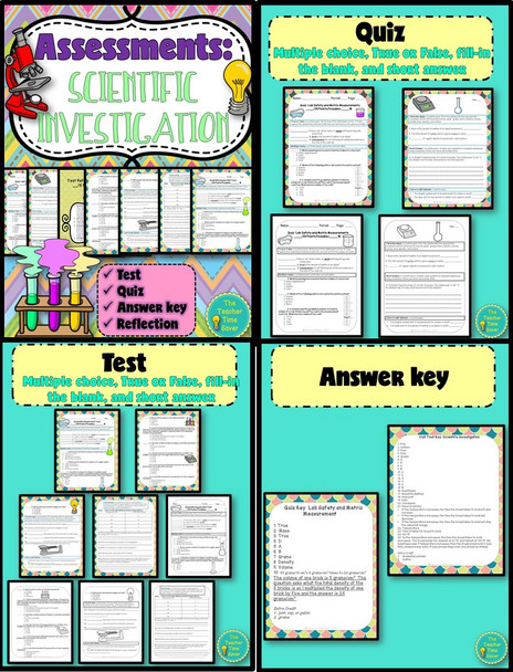 Scientific Investigation Test and Quiz- Editable